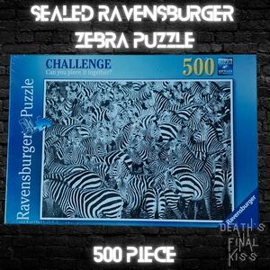Sealed Ravensburger Zebra Puzzle 500 Piece Black & White Challenging Brain Tease